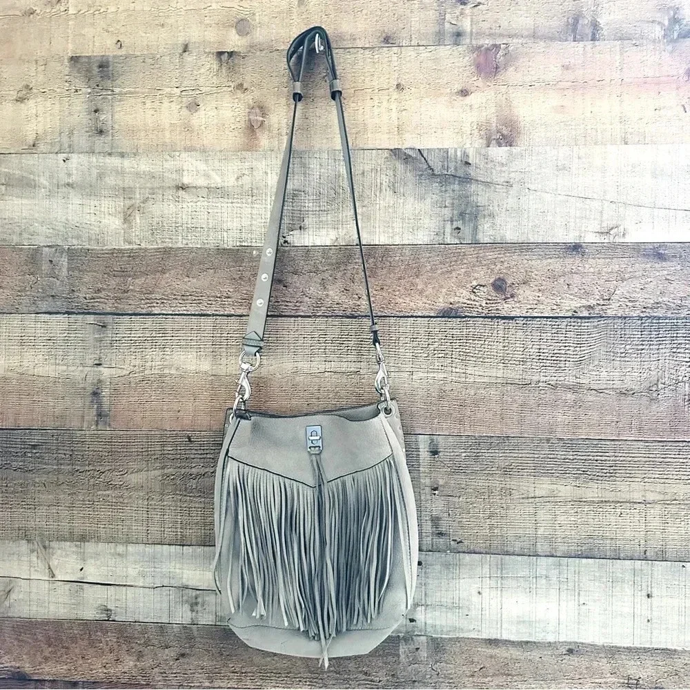 Rebecca Minkoff Grey Darren Shoulder Bag With Fringe